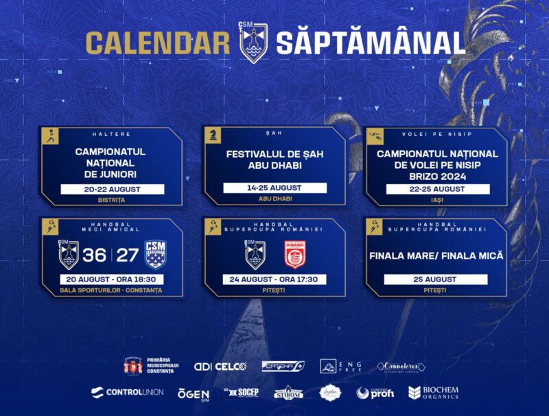 Calendar CSM Constanța / August 2024 / Săptămâna 4