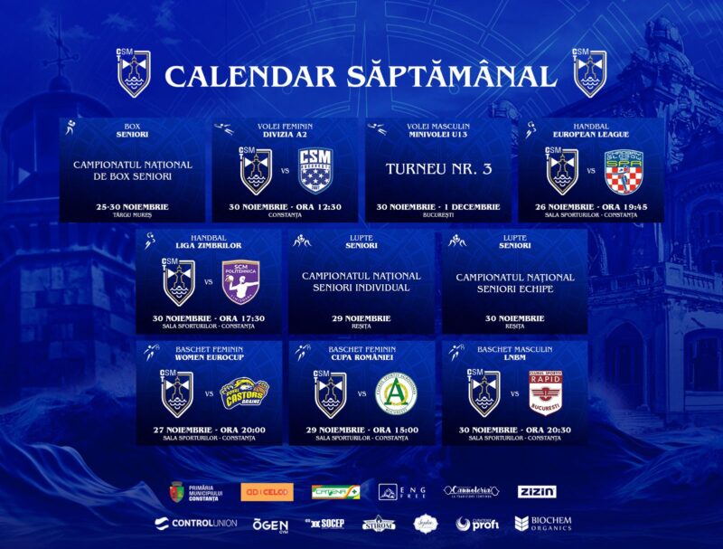 Calendar CSM Constanța / Noiembrie 2024 / Săptămâna 4